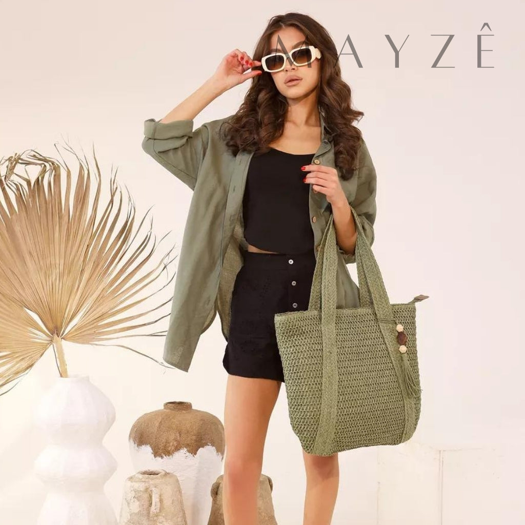 Loja Mayzê, Bolsa Lúara, bolsa espaçosa, bolsa grande, tote bag, bolsa de palha, bolsa de verão, bolsa feminina, bolsa moda praia, loja mayze, bolsa na promoção, bolsa elegante, bolsa versátil, loja mayzê oficial, loja mayzê confiável
