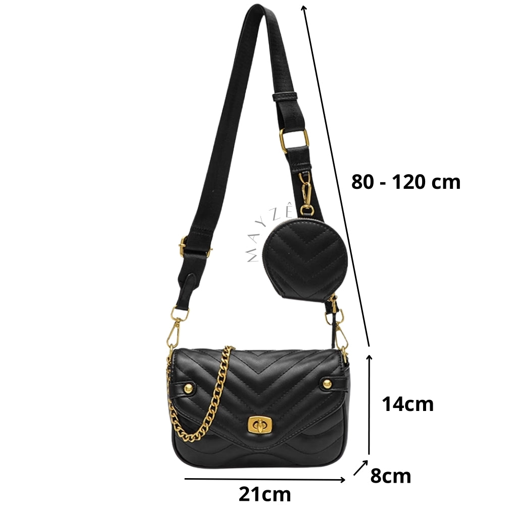 Bolsa Matelassê Tiracolo Flávia, Loja Mayzê, Bolsa Flávia, bolsa bonita, bolsa da moda, bolsa do dia a dia, bolsa de grife, bolsa com bolsinha, bolsa na promoção, loja mayze, lojamayze.com.br, lojamayze.com