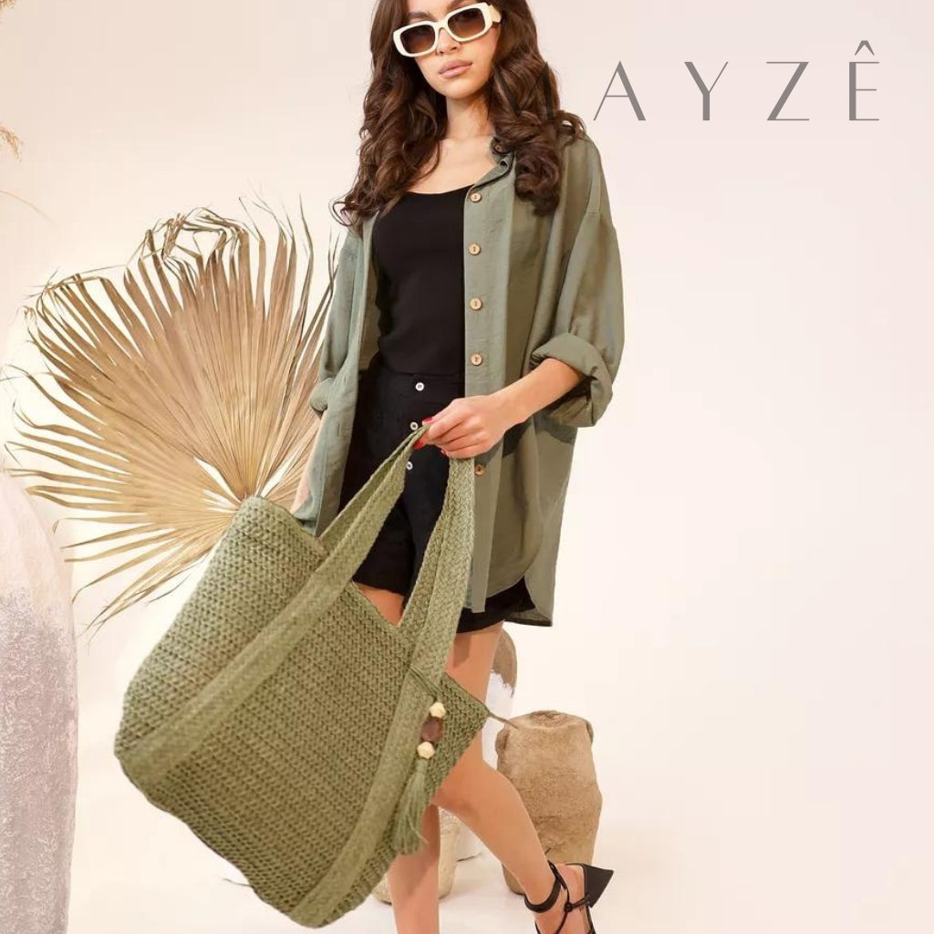 Loja Mayzê, Bolsa Lúara, bolsa espaçosa, bolsa grande, tote bag, bolsa de palha, bolsa de verão, bolsa feminina, bolsa moda praia, loja mayze, bolsa na promoção, bolsa elegante, bolsa versátil, loja mayzê oficial, loja mayzê confiável