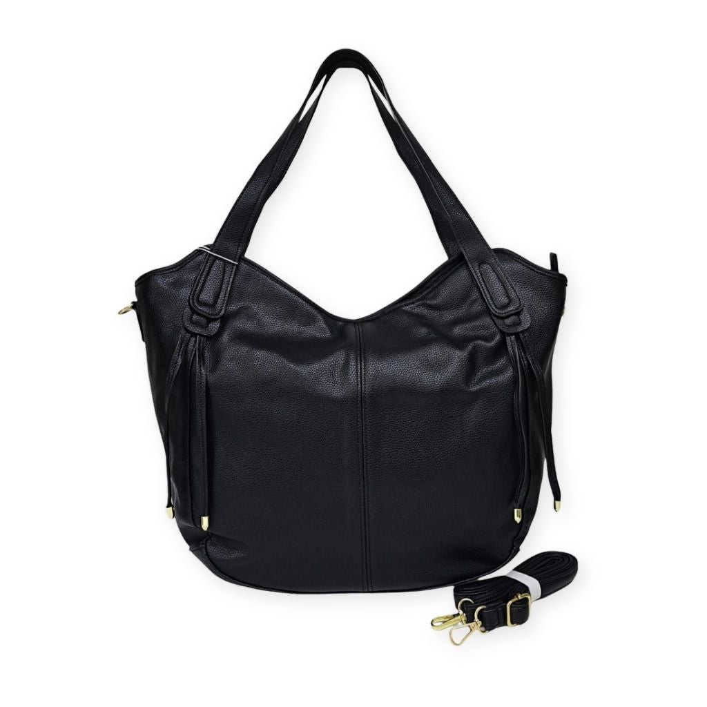 Bolsa maxi Gilian Mayzê. Grande capacidade, 3 compartimentos, bolso com zíper e alça transversal removível. Ideal para trabalho e dia a dia com estilo.