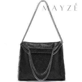 Bolsa Grande Tote Hortência, Loja Mayzê, Bolsa Hortência, Bolsa tote bag, bolsa grande, bolsa espaçosa, bolsa elegante, bolsa de grife, bolsa de luxo, bolsa feminina, bolsa versátil, bolsa tipo saco, bolsa em promoção, bolsa com correntes, bolsa de faculdade, mayzê, mayze