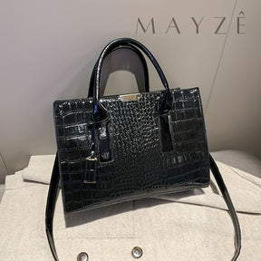 Loja Mayzê, Bolsa Elizabeth, bolsa grande, bolsa de couro, couro de crocodilo, bolsa espaçosa, bolsa feminina, bolsa elegante, bolsa grande, loja mayze