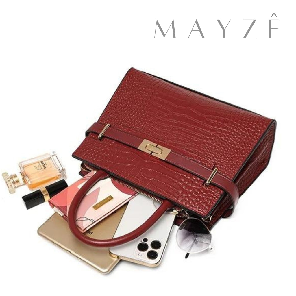 Loja Mayzê Oficial, Loja Mayzê, Mayzê, Mayze, Bolsa Couro Legítimo Crocodilo Claire, bolsa de couro, bolsa de couro genuíno, bolsa de mão, bolsa tiracolo, bolsa crossbody, bolsa de luxo, bolsa de grife, bolsa em promoção, lojamayze.com, lojamayze.com.br