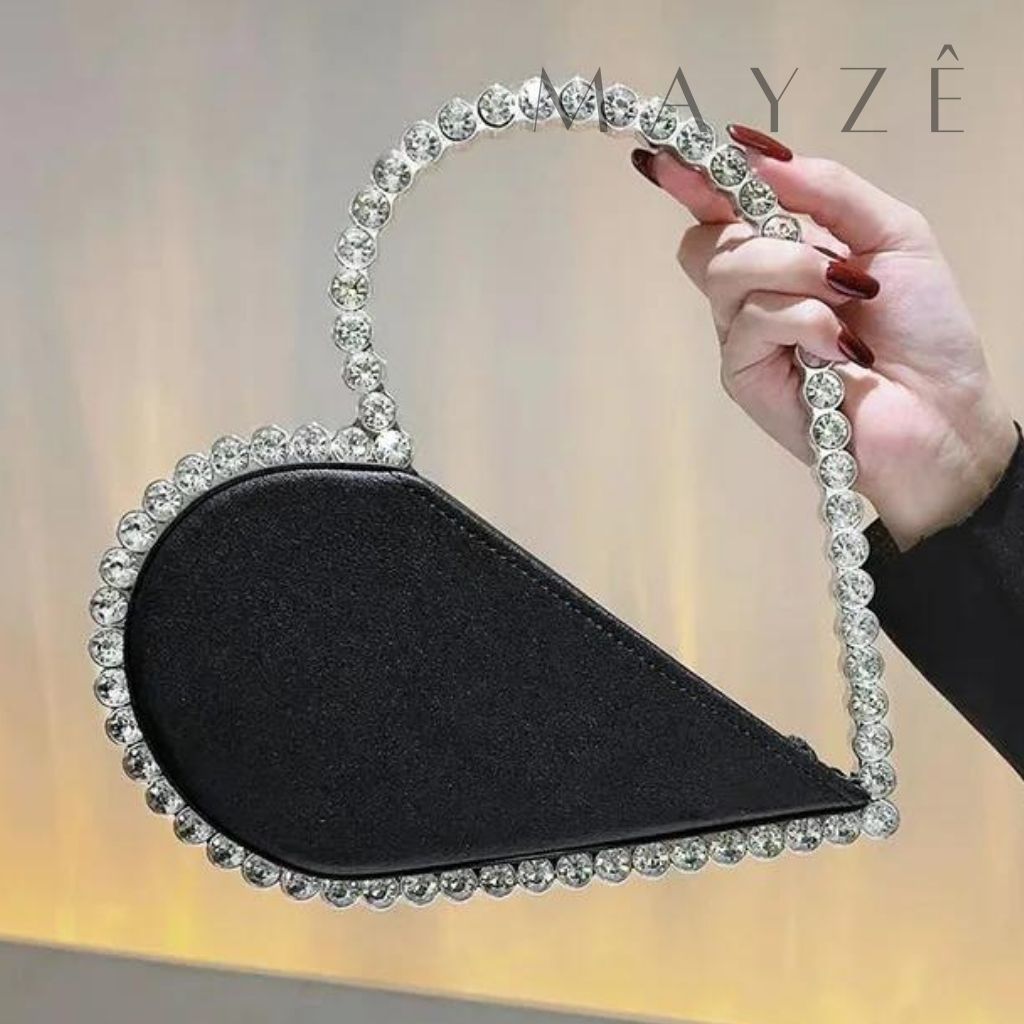 Loja Mayzê, Bolsa Giovana, bolsa feminina, bolsa de festa, bolsa de mão, bolsa clunch, bolsa coração, bolsa diamante, bolsa em alta, bolsa da moda, bolsa em promoção, mayzê, mayze