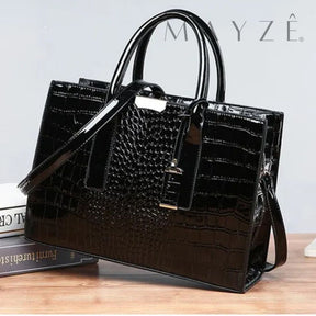 Loja Mayzê, Bolsa Elizabeth, bolsa grande, bolsa de couro, couro de crocodilo, bolsa espaçosa, bolsa feminina, bolsa elegante, bolsa grande, loja mayze