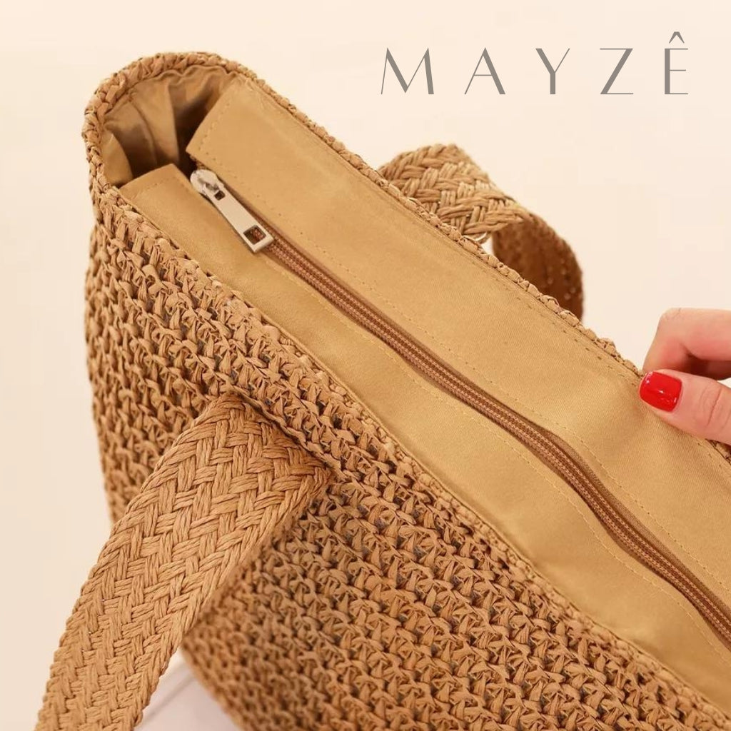 Loja Mayzê, Bolsa Lúara, bolsa espaçosa, bolsa grande, tote bag, bolsa de palha, bolsa de verão, bolsa feminina, bolsa moda praia, loja mayze, bolsa na promoção, bolsa elegante, bolsa versátil, loja mayzê oficial, loja mayzê confiável