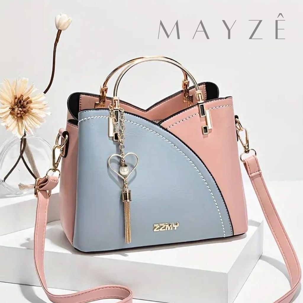  Loja Mayzê, Bolsa Penelope™, bolsa grande, bolsa feminina, bolsa elegante, bolsa tendencia, bolsa com borla de pelúcia, bolsa da moda, loja mayze