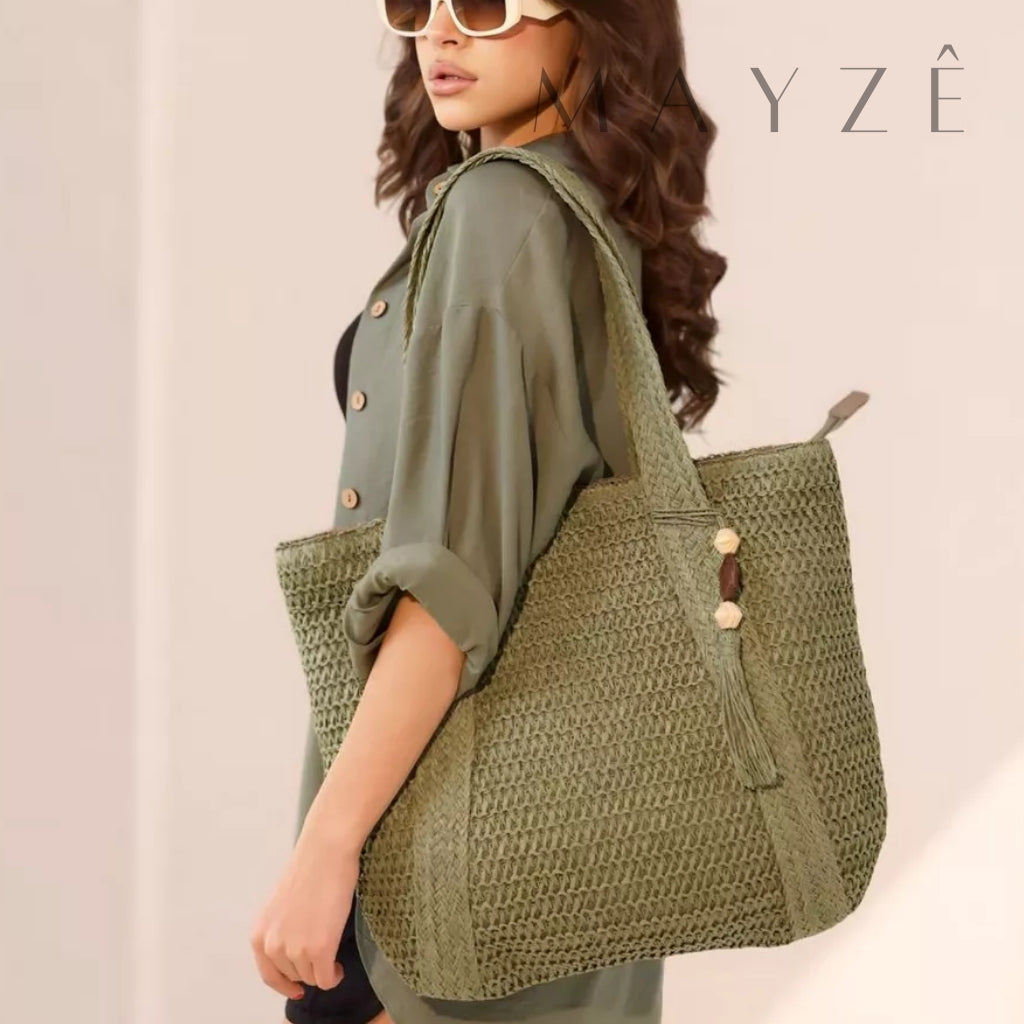 Loja Mayzê, Bolsa Lúara, bolsa espaçosa, bolsa grande, tote bag, bolsa de palha, bolsa de verão, bolsa feminina, bolsa moda praia, loja mayze, bolsa na promoção, bolsa elegante, bolsa versátil, loja mayzê oficial, loja mayzê confiável