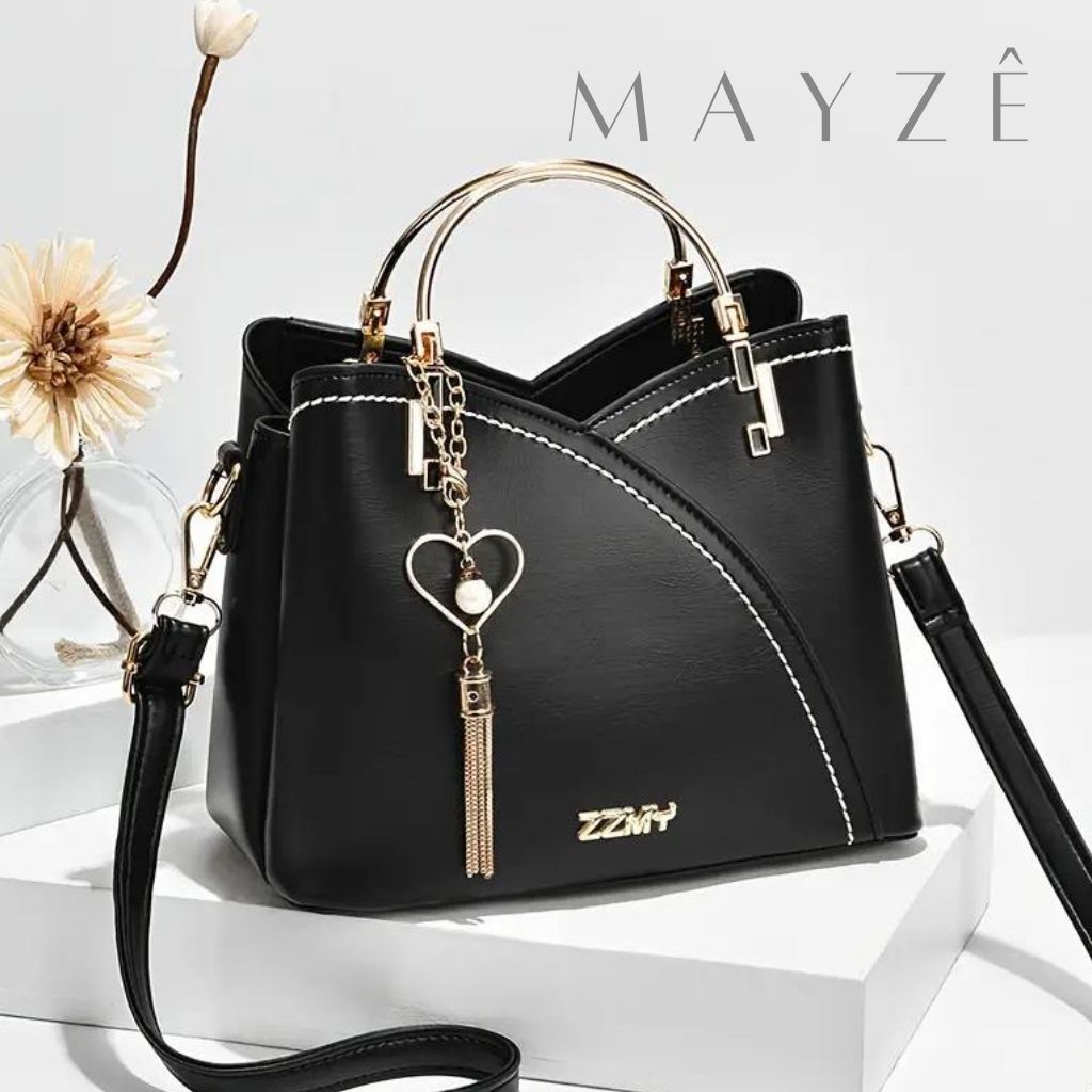  Loja Mayzê, Bolsa Penelope™, bolsa grande, bolsa feminina, bolsa elegante, bolsa tendencia, bolsa com borla de pelúcia, bolsa da moda, loja mayze