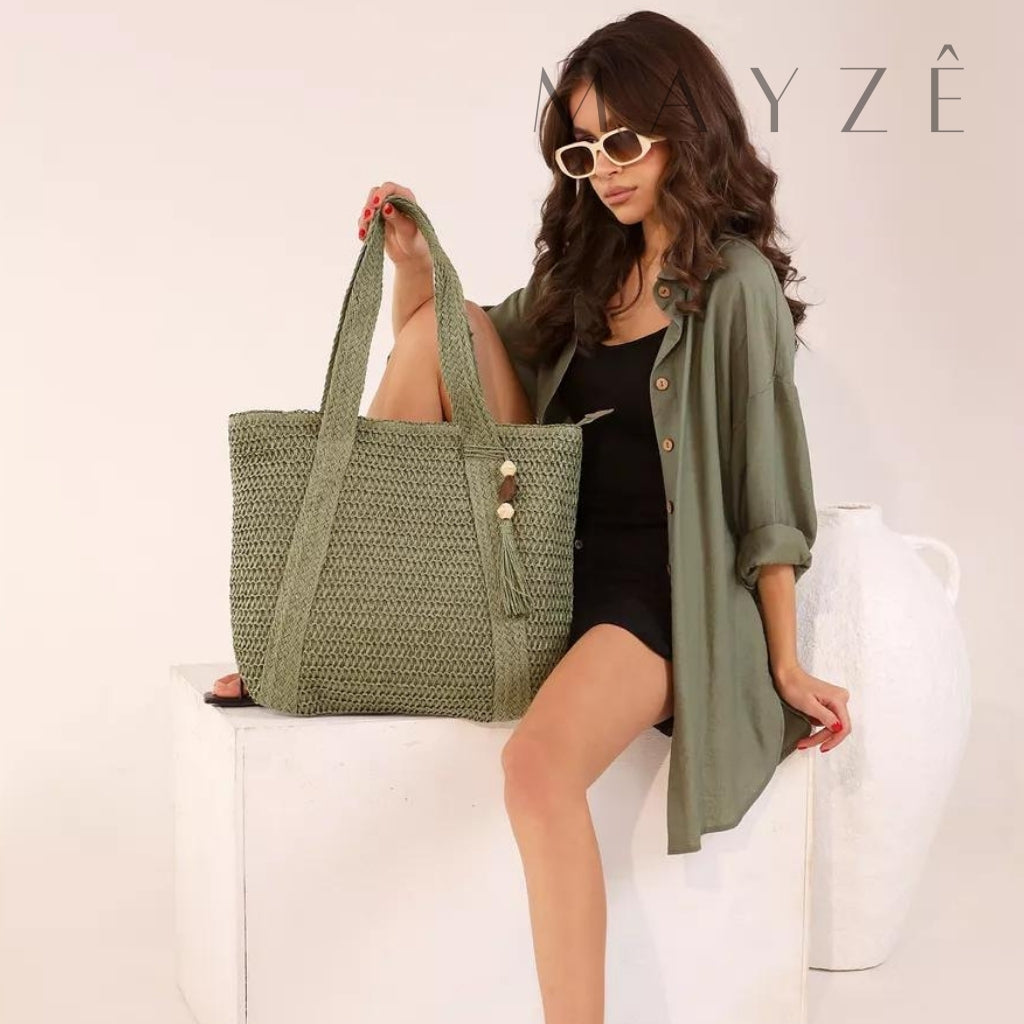 Loja Mayzê, Bolsa Lúara, bolsa espaçosa, bolsa grande, tote bag, bolsa de palha, bolsa de verão, bolsa feminina, bolsa moda praia, loja mayze, bolsa na promoção, bolsa elegante, bolsa versátil, loja mayzê oficial, loja mayzê confiável