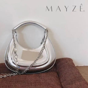 Loja Mayzê, Bolsa Jolie, bolsa hobo, bolsa metalizada, bolsa da moda, bolsa de grife, bolsa platinada, bolsa elegante, bolsa de festa, bolsa feminina, loja mayze