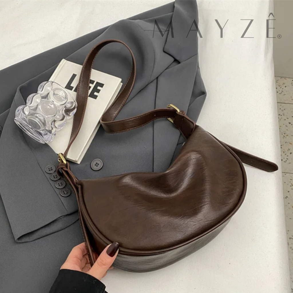 Loja Mayzê, Bolsa Vanessa, Bolsa de couro, bolsa chique, bolsa elegante, bolsa vintage, bolsa versátil, bolsa espaçosa, bolsa tiracolo, bolsa em promoção. loja mayze