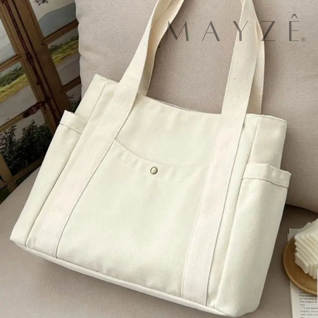 Bolsa Tote Feminina Tais, Loja Mayzê, Bolsa Tais, bolsa grande, bolsa tote bag, bolsa bonita, bolsa barata, bolsa preta, bolsa branca, bolsa de tecido