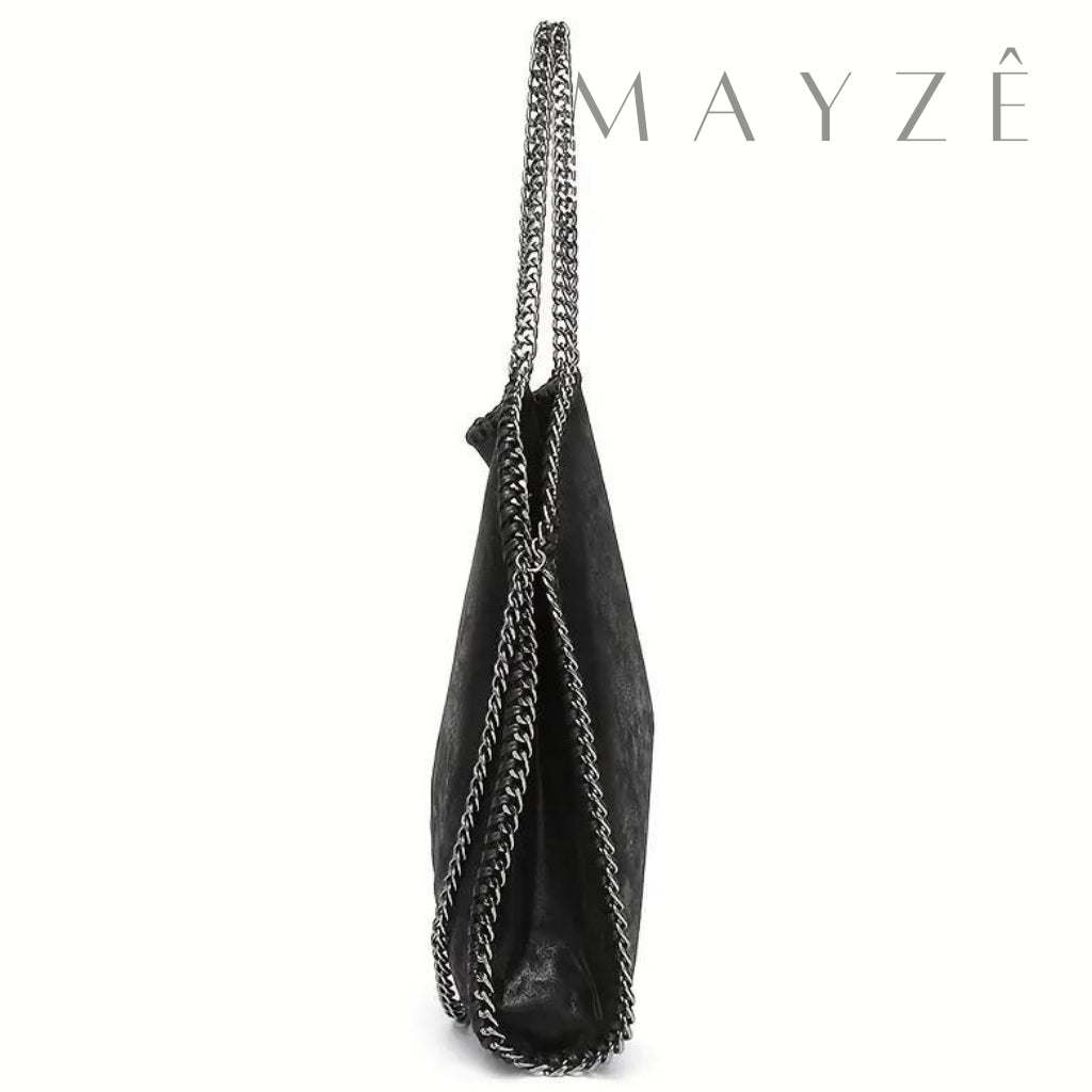 Bolsa Grande Tote Hortência, Loja Mayzê, Bolsa Hortência, Bolsa tote bag, bolsa grande, bolsa espaçosa, bolsa elegante, bolsa de grife, bolsa de luxo, bolsa feminina, bolsa versátil, bolsa tipo saco, bolsa em promoção, bolsa com correntes, bolsa de faculdade, mayzê, mayze