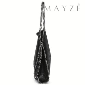 Bolsa Grande Tote Hortência, Loja Mayzê, Bolsa Hortência, Bolsa tote bag, bolsa grande, bolsa espaçosa, bolsa elegante, bolsa de grife, bolsa de luxo, bolsa feminina, bolsa versátil, bolsa tipo saco, bolsa em promoção, bolsa com correntes, bolsa de faculdade, mayzê, mayze