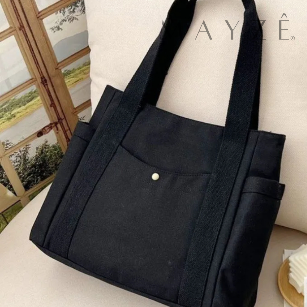 Bolsa Tote Feminina Tais, Loja Mayzê, Bolsa Tais, bolsa grande, bolsa tote bag, bolsa bonita, bolsa barata, bolsa preta, bolsa branca, bolsa de tecido