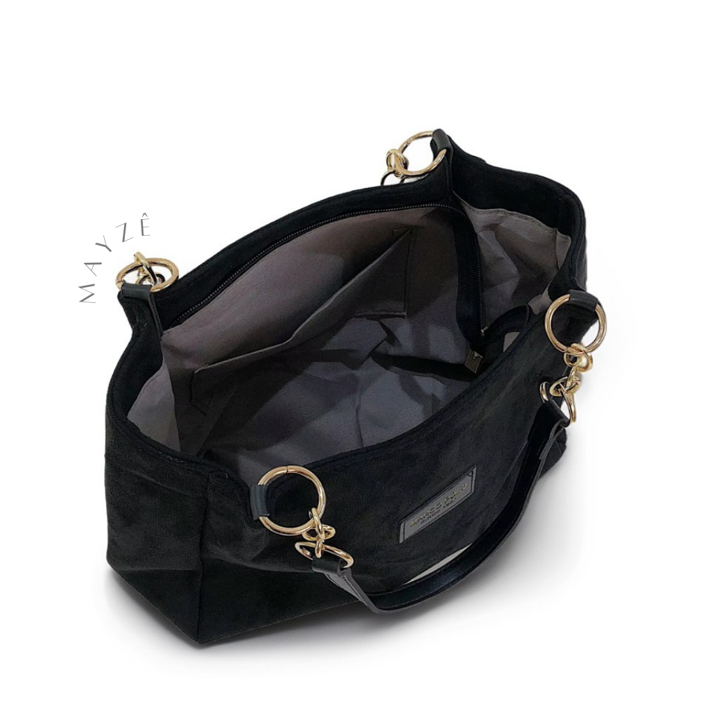 Bolsa Camurça Noir Tarsila,Loja Mayzê, Bolsa Noir Tarsila, bolsa grande, bolsa tote bag, bolsa espaçosa, bolsa feminina, tote bag, loja mayze, bolsa do dia a dia, Bolsa de Camurça, www.lojamayze.com.br, www.lojamayze.com