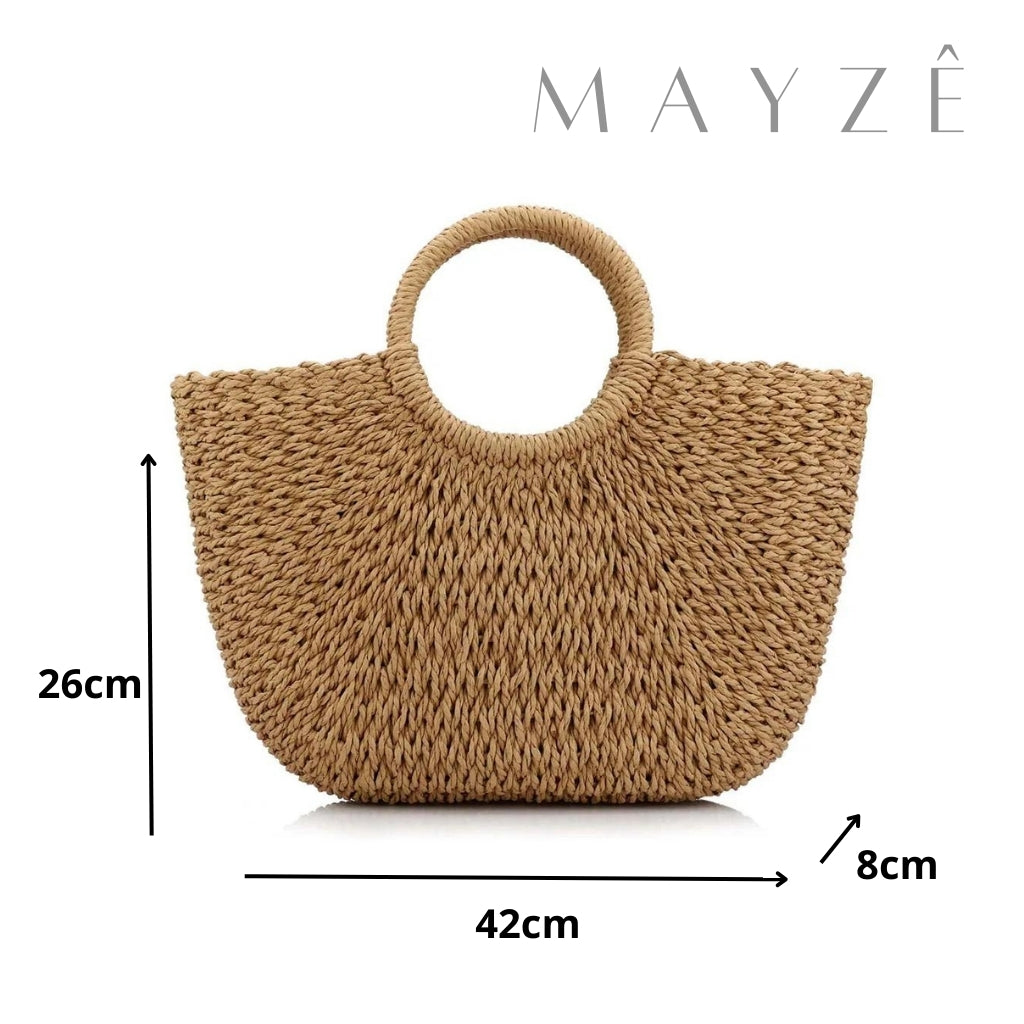 Loja Mayzê, Bolsa Isa, bolsa de palha, bolsa de verão, bolsa da moda, bolsa de praia, bolsa meia-lua, bolsa geométrica, bolsa moda praia, loja mayze, bolsa em promoção, bolsa de verão.