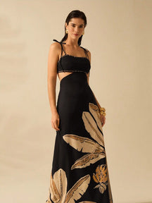 Vestido Boho Feminino Estampa Feuilles