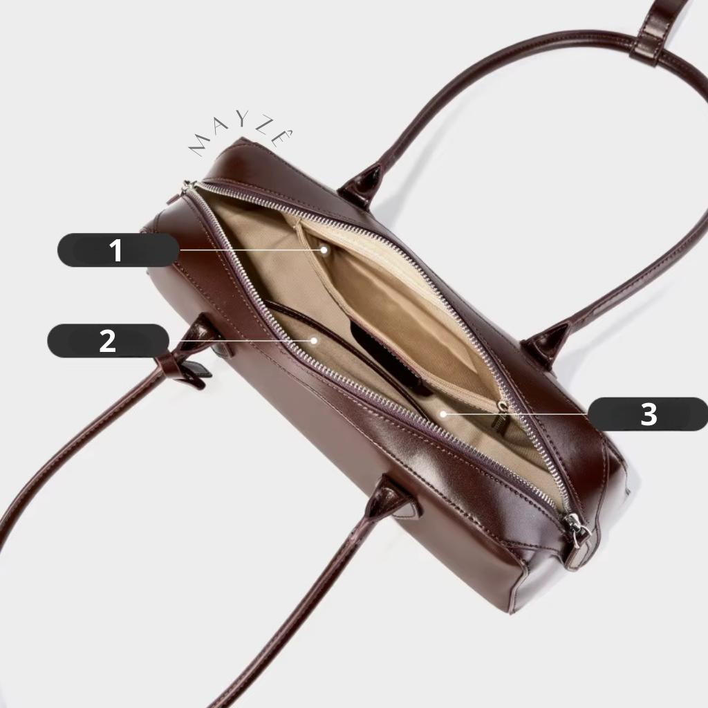 Bolsa French Baguete Couro Legítimo Bia, Loja Mayzê, bolsa baguetti, bolsa de boston, bolsa de grife, bolsa de luxo, bolsa em alta, bolsa feminina, bolsa de couro, bolsa elegante, bolsa famosa, bolsa da influencer, bolsa em promoção, mayze, lojamayze.com, lojamayze.com.br