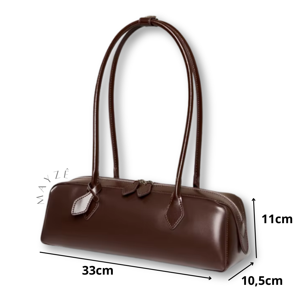 Bolsa French Baguete Couro Legítimo Bia, Loja Mayzê, bolsa baguetti, bolsa de boston, bolsa de grife, bolsa de luxo, bolsa em alta, bolsa feminina, bolsa de couro, bolsa elegante, bolsa famosa, bolsa da influencer, bolsa em promoção, mayze, lojamayze.com, lojamayze.com.br