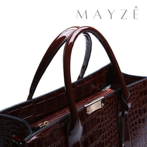 Bolsa Grande Tote Elizabeth, Loja Mayzê, Bolsa Elizabeth, bolsa grande, bolsa de couro, couro de crocodilo, bolsa espaçosa, bolsa feminina, bolsa elegante, bolsa grande, loja mayze