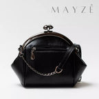 Loja Mayzê, Bolsa Silvana, bolsa média, bolsa preta, bolsa elegante, bolsa diferente, mayze, mayzê,bolsa de ombro, bolsa com alça de metal