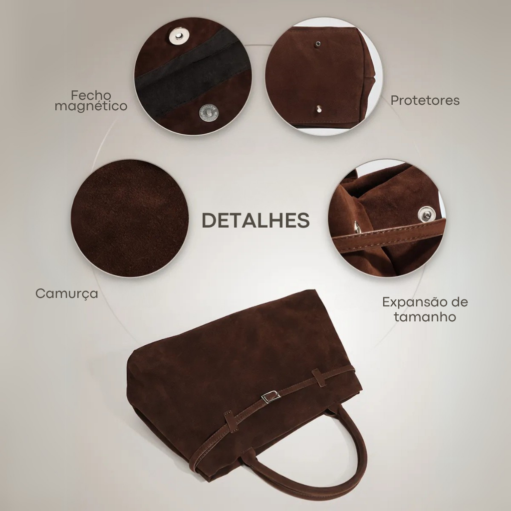 Bolsa Média Camurça Tote Cléo, Loja Mayzê, camurça, bolsa de camurça mayze, lojamayze.com, lojamayze.com.br