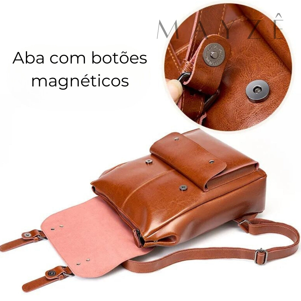 Mochila Couro Legítimo Acadêmica Ayla, Loja Mayzê Oficial, Mayzê, loja mayze, mochila de escolha, mochila de couro, bolsa de couro, mochila para faculdade, mochila para escola, lojamayze.com.br, lojamayze.com