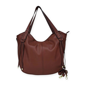 Bolsa maxi Gilian Mayzê. Grande capacidade, 3 compartimentos, bolso com zíper e alça transversal removível. Ideal para trabalho e dia a dia com estilo.