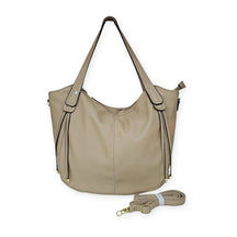 Bolsa maxi Gilian Mayzê. Grande capacidade, 3 compartimentos, bolso com zíper e alça transversal removível. Ideal para trabalho e dia a dia com estilo.