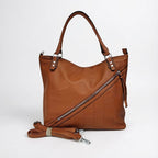 Bolsa tote grande Charlene Mayzê. Couro ecológico, 3 compartimentos, bolsos com zíper e alça transversal removível. Ideal para trabalho e dia a dia.