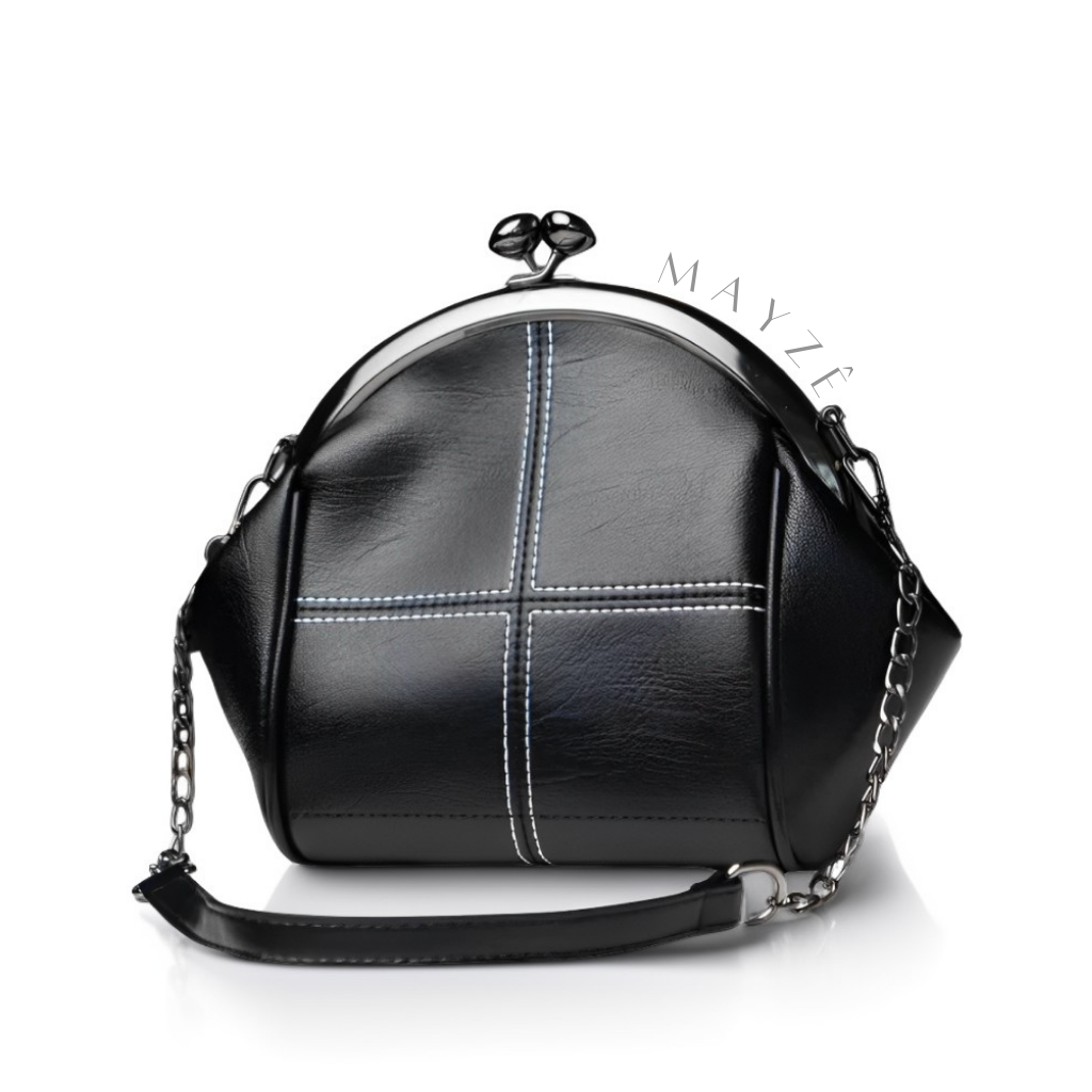 Loja Mayzê, Bolsa Silvana, bolsa média, bolsa preta, bolsa elegante, bolsa diferente, mayze, mayzê,bolsa de ombro, bolsa com alça de metal