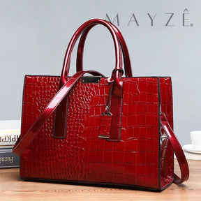 Loja Mayzê, Bolsa Elizabeth, bolsa grande, bolsa de couro, couro de crocodilo, bolsa espaçosa, bolsa feminina, bolsa elegante, bolsa grande, loja mayze