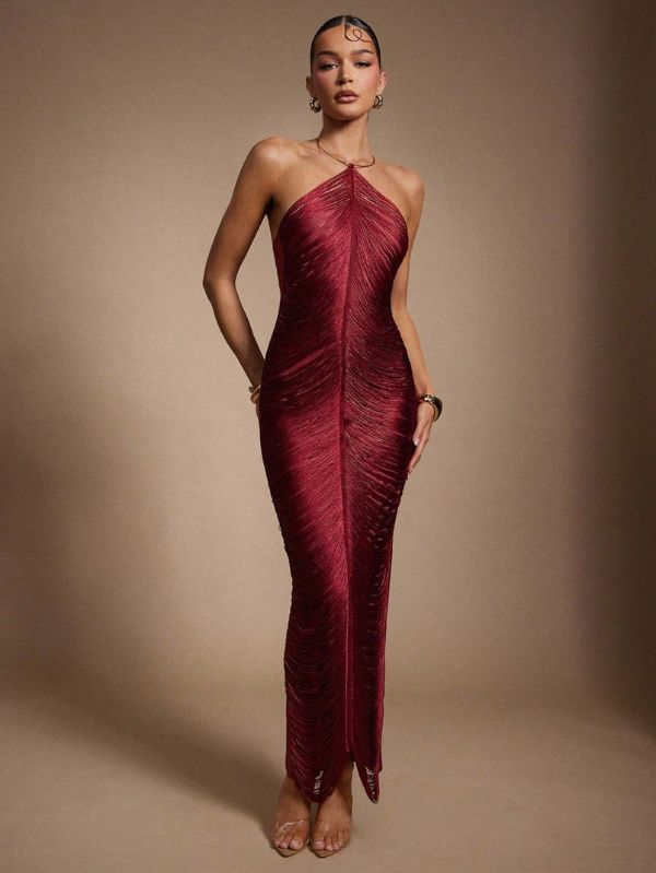 Vestido Elegante com Franjas Accent, Loja Mayzê