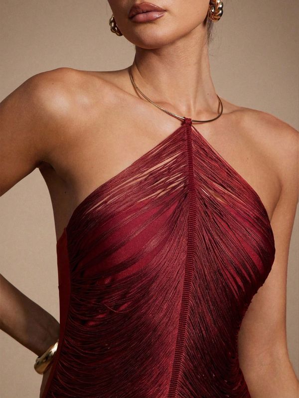 Vestido Elegante com Franjas Accent, Loja Mayzê