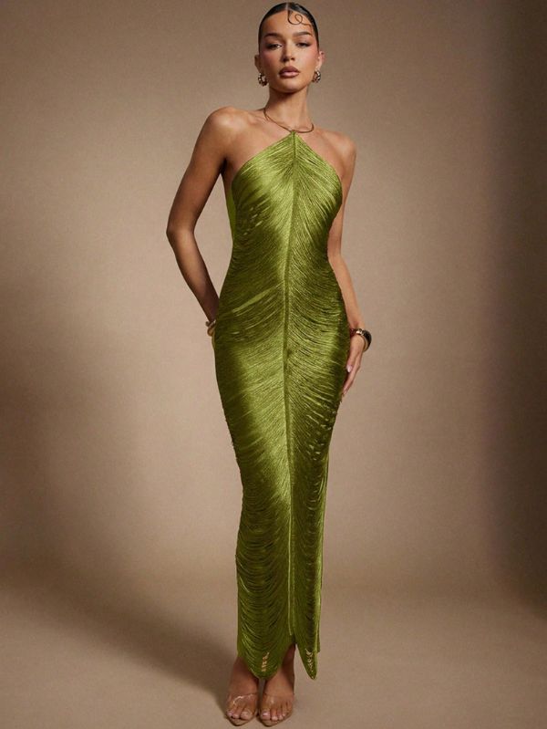 Vestido Elegante com Franjas Accent, Loja Mayzê