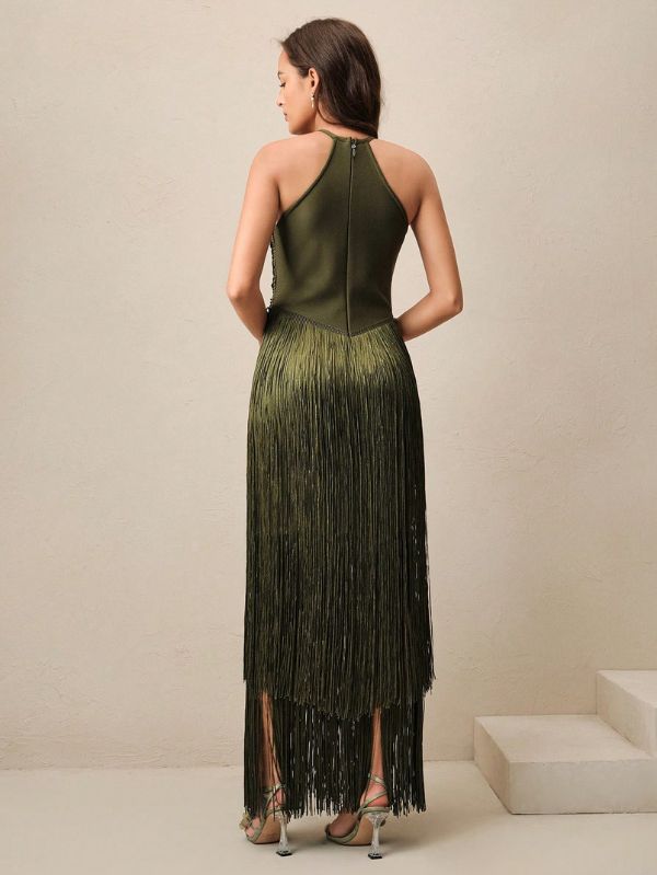 Vestido Elegante com Franjas Accent Too, Loja Mayzê