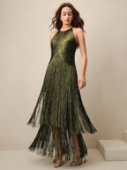 Vestido Elegante com Franjas Accent Too, Loja Mayzê