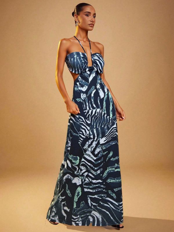 Vestido Feminino Longo Estampado com Fendas Deux, Loja Mayzê