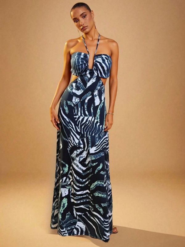 Vestido Feminino Longo Estampado com Fendas Deux, Loja Mayzê