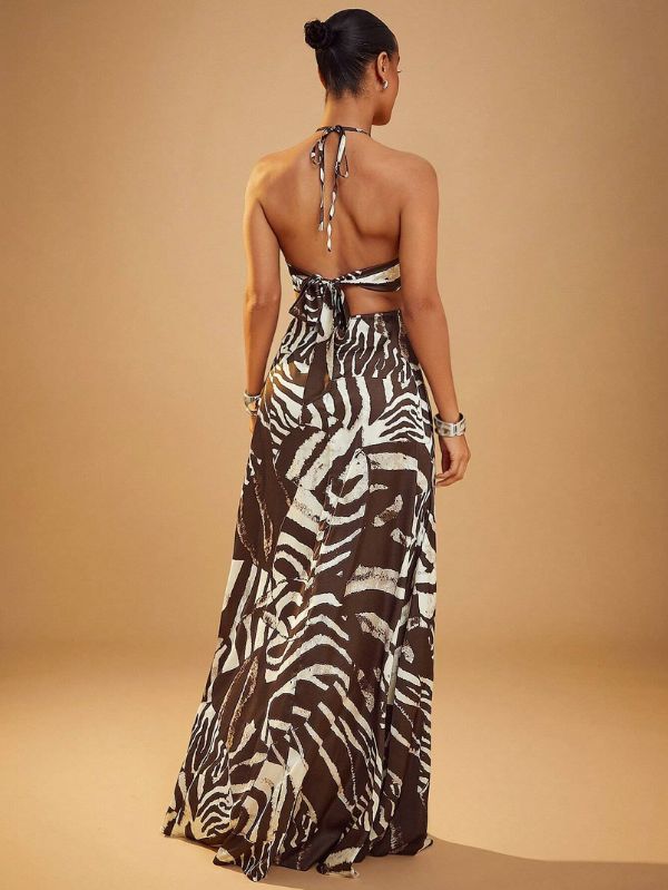 Vestido Feminino Longo Estampado com Fendas Deux, Loja Mayzê