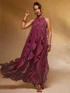 Vestido Longo Babado Nobre Couturière, Loja Mayzê