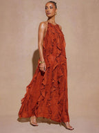Vestido Longo Babado Nobre Couturière, Loja Mayzê