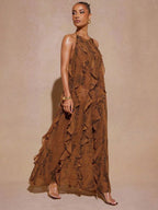 Vestido Longo Babado Nobre Couturière, Loja Mayzê