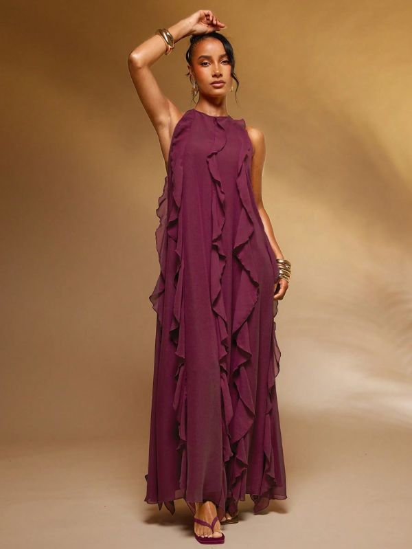Vestido Longo Babado Nobre Couturière, Loja Mayzê