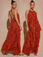 Vestido Longo Babado Nobre Couturière, Loja Mayzê