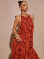 Vestido Longo Babado Nobre Couturière, Loja Mayzê