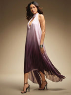 Vestido Longo Elegante Plissado Stratifié Gradiente Mayzê