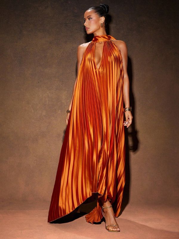 Vestido Longo Elegante Plissado Stratifié, Loja Mayzê